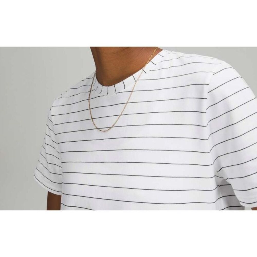Lululemon Love Crew Short Sleeve T-Shirt, Short Serve Stripe White Black, NWOT,
